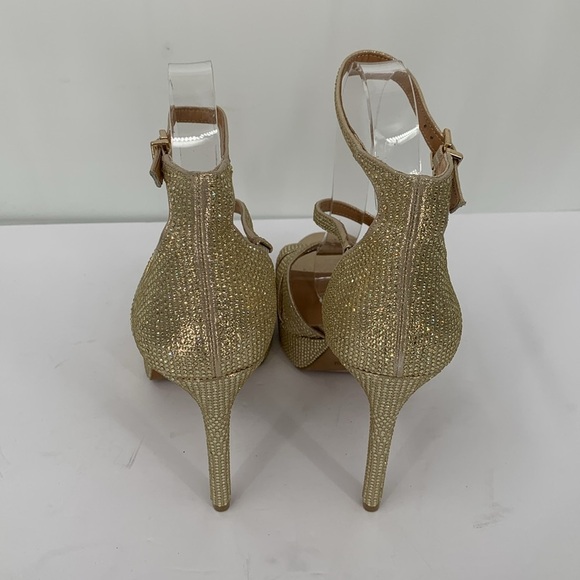 Jessica Simpson Shyremin strappy platform sandals metallic gold crystal shoe 9.5 - Picture 5 of 6